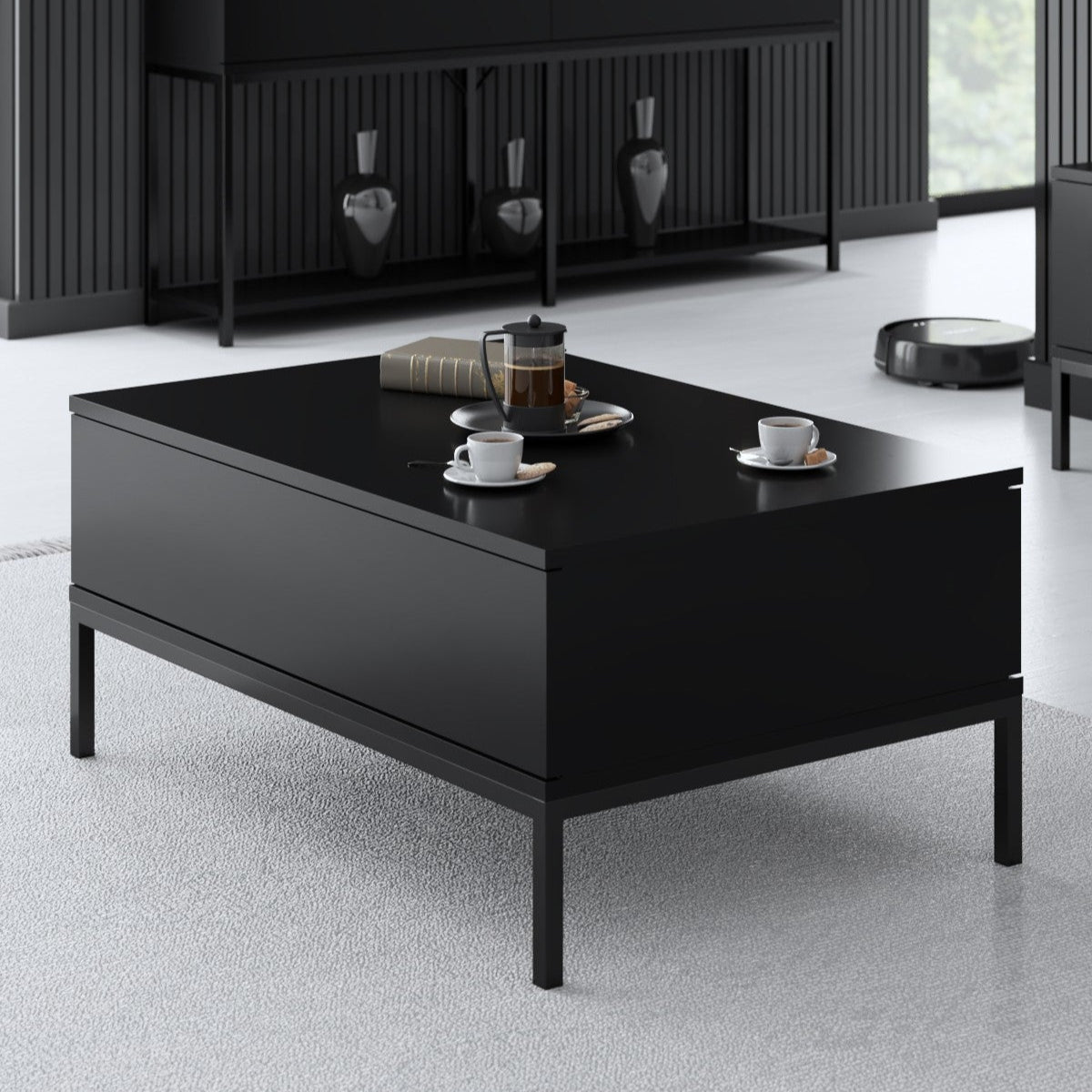 Rechthoekige Salontafel Zwart Lord 90x60 - Zwart Frame