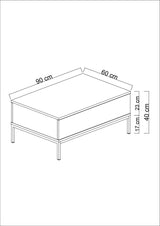 Rechthoekige Salontafel Zwart Lord 90x60 - Zwart Frame