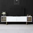 TV Meubels - TV Meubel Wit Gold Line 180x48x30 - Gouden Frame - Dimehouse