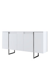 Modern Dressoir Wit Luxe 160x80x35 - Zilver Frame