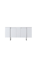 Modern Dressoir Wit Luxe 160x80x35 - Zilver Frame