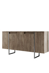 Modern Dressoir Walnoot Luxe 160x80x35 - Zilver Frame