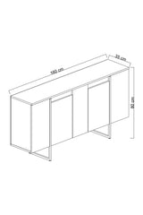 Modern Dressoir Walnoot Luxe 160x80x35 - Zilver Frame