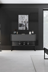 Modern Dressoir Antraciet Luxe 120x80x30 - Zwart Frame - Eén Vak