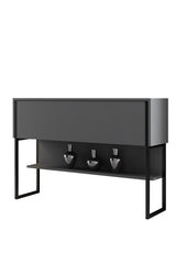 Modern Dressoir Antraciet Luxe 120x80x30 - Zwart Frame - Eén Vak