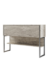 Modern Dressoir Travertijn Luxe 120x80x30 - Zilver Frame - Eén Vak