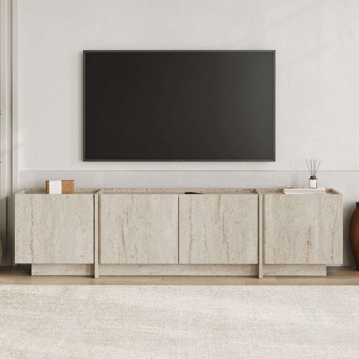 Lowen tv-meubel travertine 180 cm Gemelamineerd hout