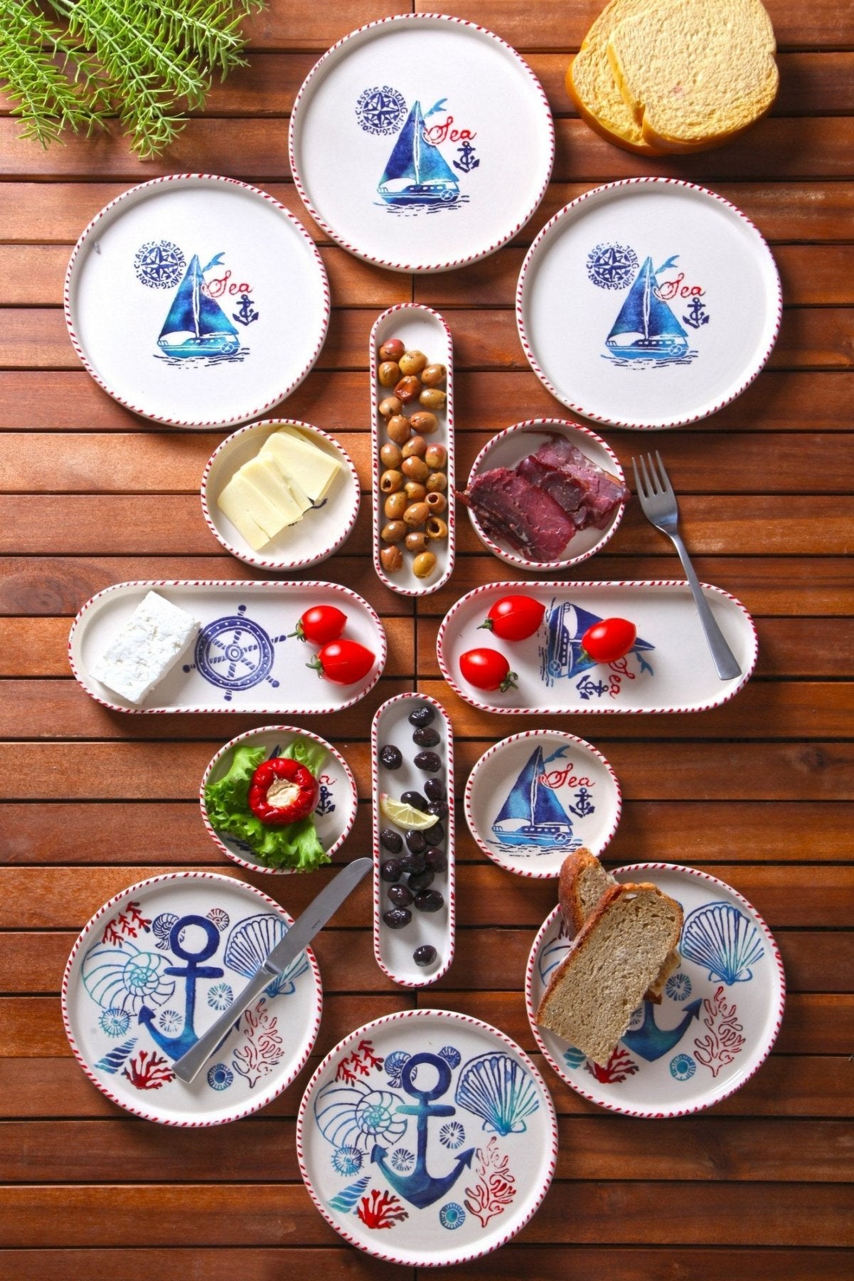 KAHSER14-MARINE White Blue Red 100% CERAMIC 6 cm breed