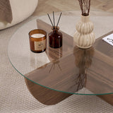 Liya salontafel walnoot ovaal 90 cm Gehard glas