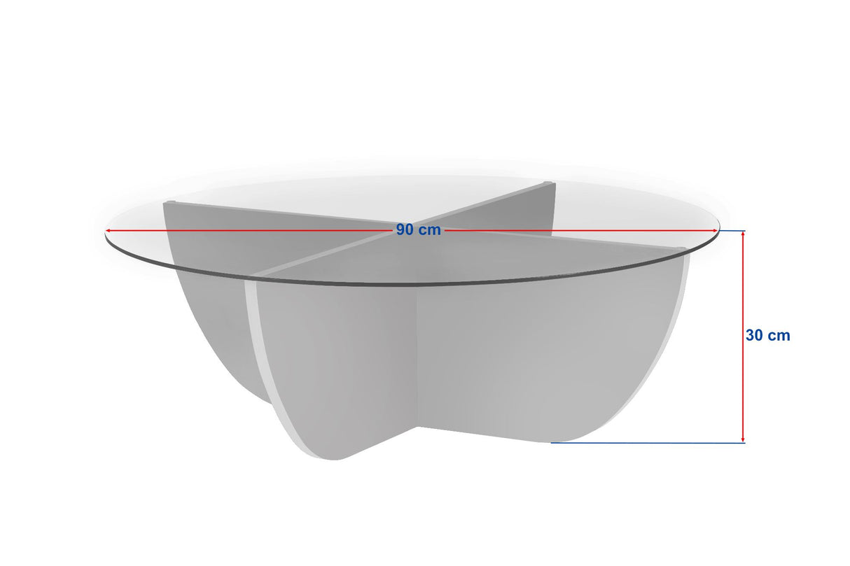 Liya salontafel walnoot ovaal 90 cm Gehard glas