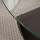 Liya salontafel ovaal zwart houtlook 90 cm Gehard glas