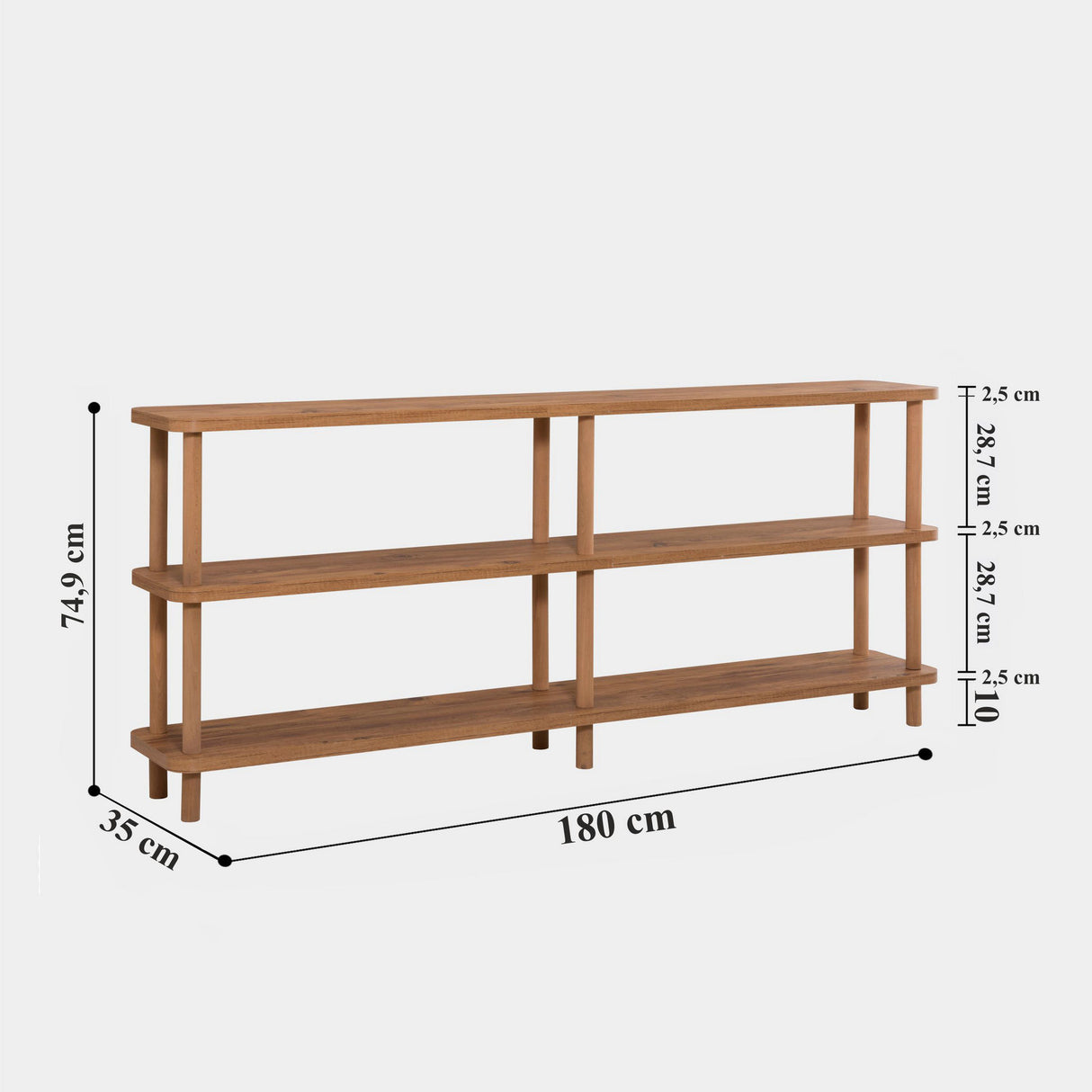 Boekenkast Zen Atlantisch Dennenhout Melamine 180x74,9x35 cm