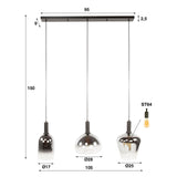 Hanglamp Nexus 3-lichts Zwart Metaal 105 cm