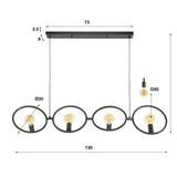 Industriële hanglamp Liva 4-lichts zwart metaal