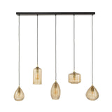 Hanglamp Axis 5-lichts rookglas bruin horizontaal