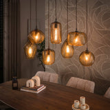 Hanglampen - Hanglamp 7 - lichts bruin reliëf glas Chen - Dimehouse