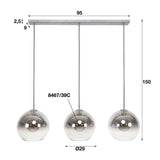 Glass hanging lamp Juliette 3-light Smokey Glass