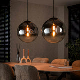 Moderne Hanglamp Bol Rond Juliette 2-lichts rookglas