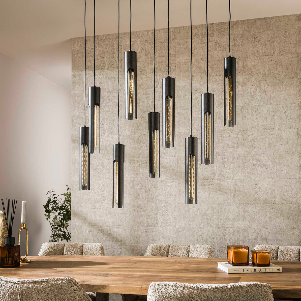 Hanglamp Judy 9-lichts zwart