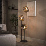 Vloerlamp 3-lichts getrapt chroom glas Rocks