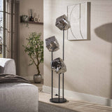 Vloerlamp 3-lichts getrapt chroom glas Rocks
