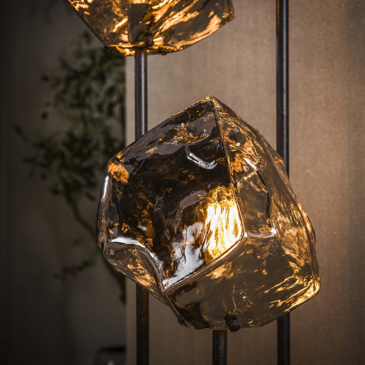 Vloerlamp 3-lichts getrapt chroom glas Rocks
