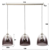 Industrielle Hanglampe Lotte 3-Licht-Farbgradienten