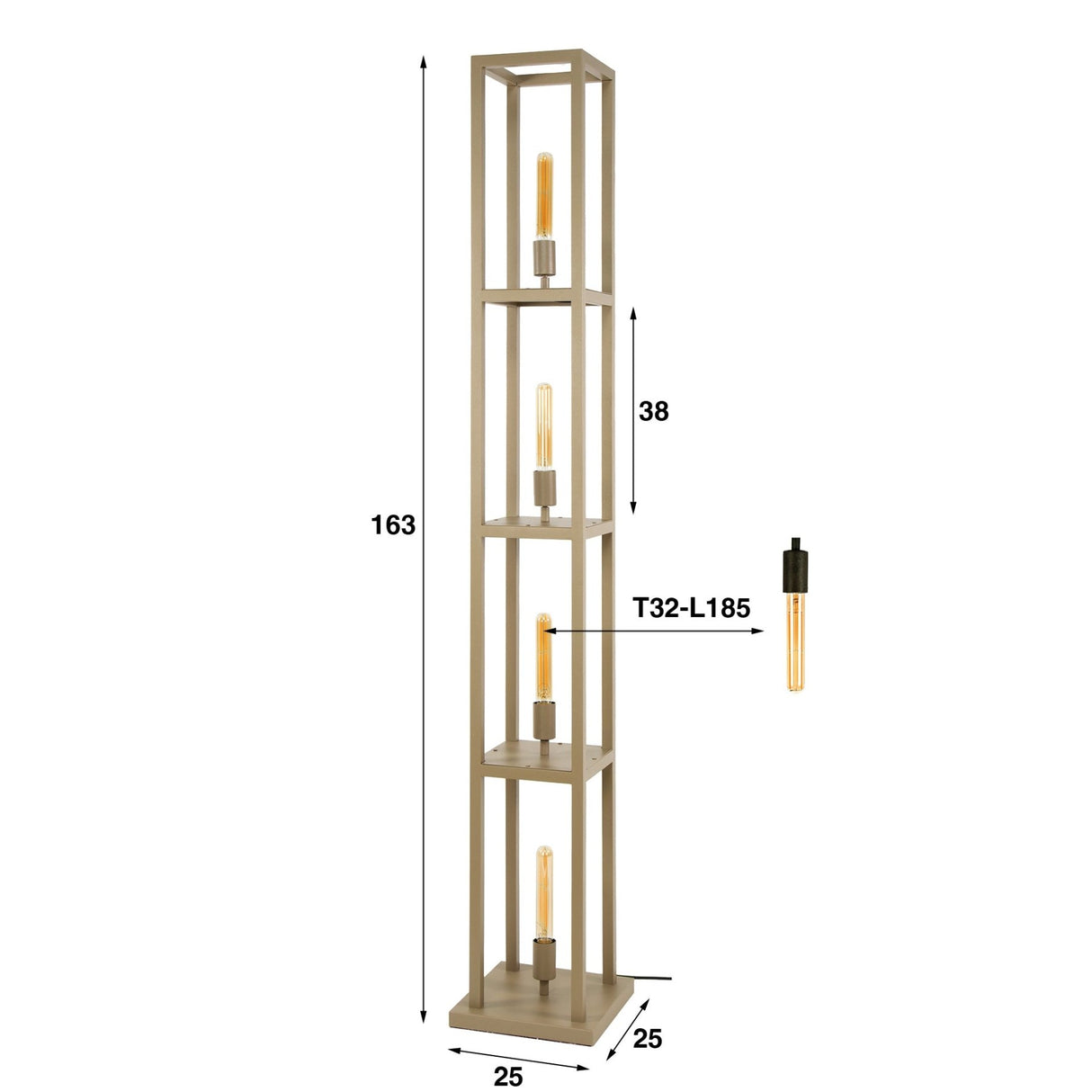 Design vloerlamp Ardon 4-lichts Beige 160 cm