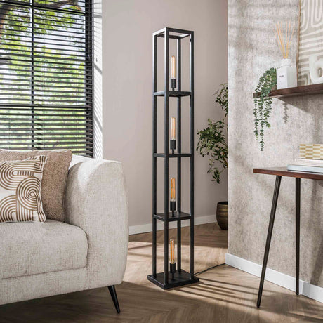 Industriële vloerlamp Ardon 4-lichts Zwart metaal