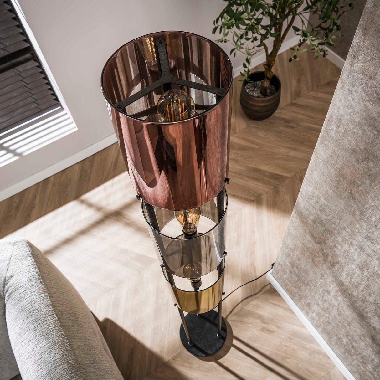 Vloerlamp Nox 3-lichts Zwart Metaal 175 cm