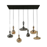 Hanglamp Glas Getrapt Lessy 7-Lichts Artic Zwart