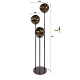 Vloerlamp - Vloerlamp Ada 3 - lichts getrapt bruin glas - Dimehouse
