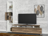 TV Meubel Set Tulip Wit Walnoot Melamine 160x166,7x29,5 cm