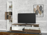 TV Meubel Set Tulip Wit Walnoot Melamine 160x166,7x29,5 cm