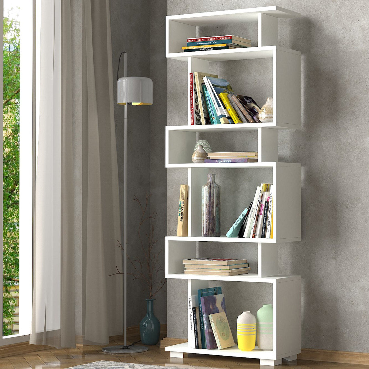 Boekenkast Blok Wit Melamine 60x165x19,5 cm