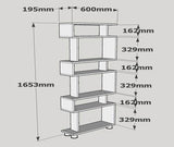 Boekenkast Blok Wit Walnoot Melamine 60x165x19,5 cm