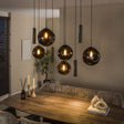 Hanglamp Stellar in sienna bruin met 9 lichtpunten