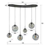 Industriële Hanglamp Nova Zwart 6-lichts Balk 135 cm