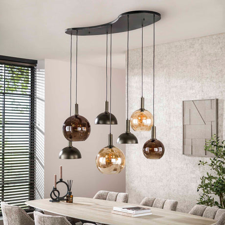 Cluster Hanglamp Sienna 7-lichts Bruin