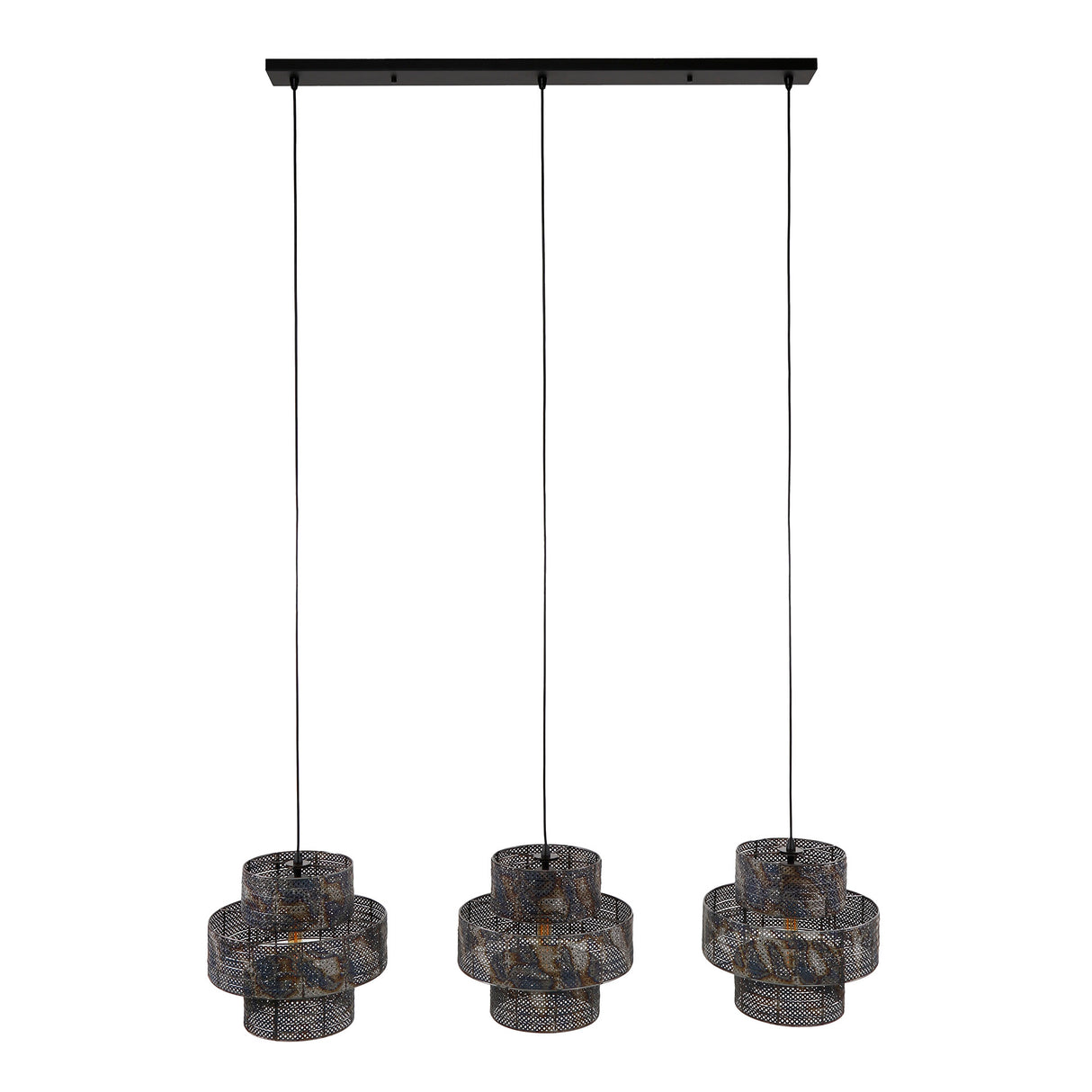 Hanglamp Luc 3-lichts metaal zwart bruin