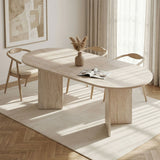 Sorell uitschuifbare eettafel travertin 160 cm Gemelamineerd houtcomposiet