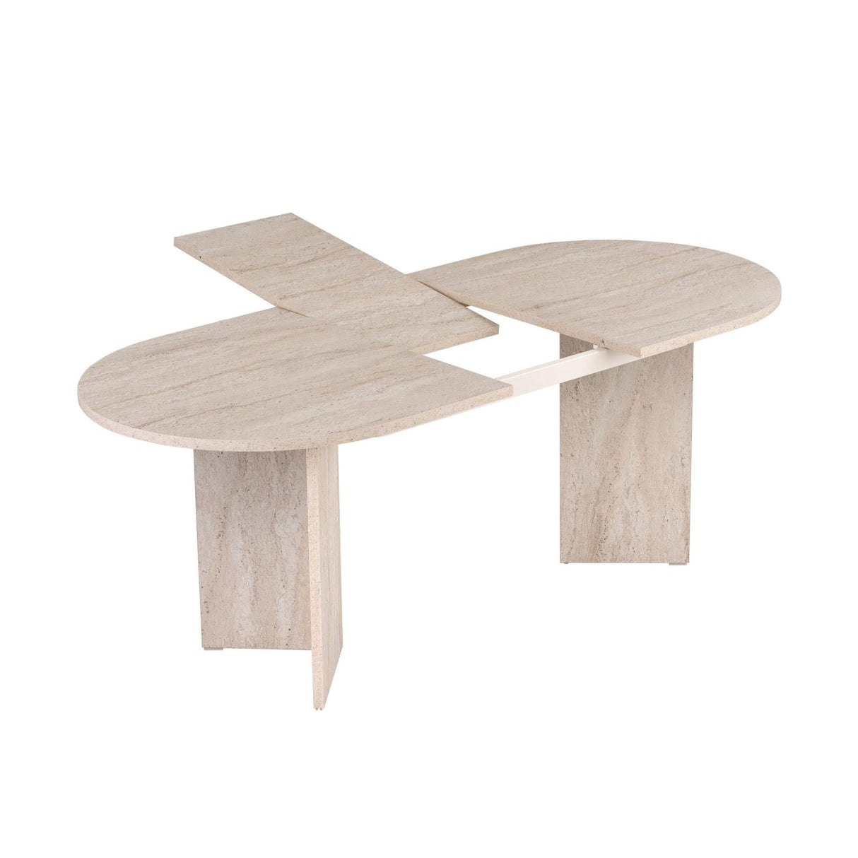 Sorell uitschuifbare eettafel travertin 160 cm Gemelamineerd houtcomposiet