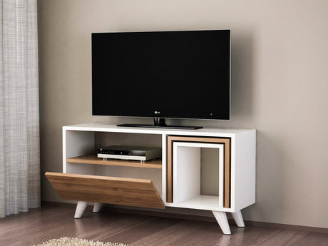 TV Meubel Set Novella Wit Walnoot Melamine 90x51x29,5 cm