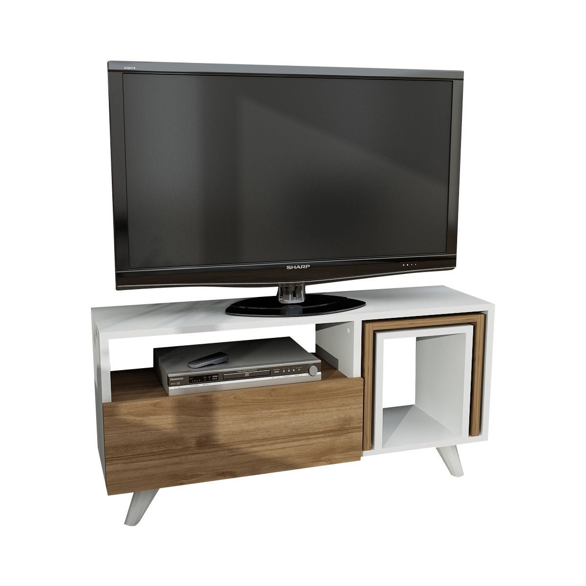 TV Meubel Set Novella Wit Walnoot Melamine 90x51x29,5 cm