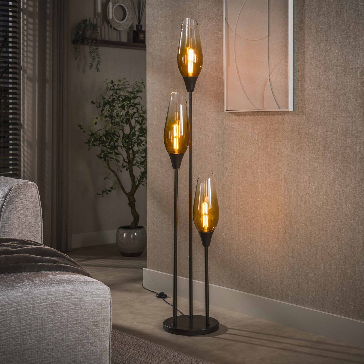 Vloerlamp cocoon in sienna bruin