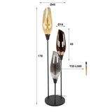 Vloerlamp Coco 3-lichts gekleurd glas