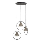 Hanglamp Niaz 3-lichts tapse kap getrapt smoke grey glas