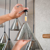 Hanglamp Niaz 7-lichts tapse kap smoke grey glas