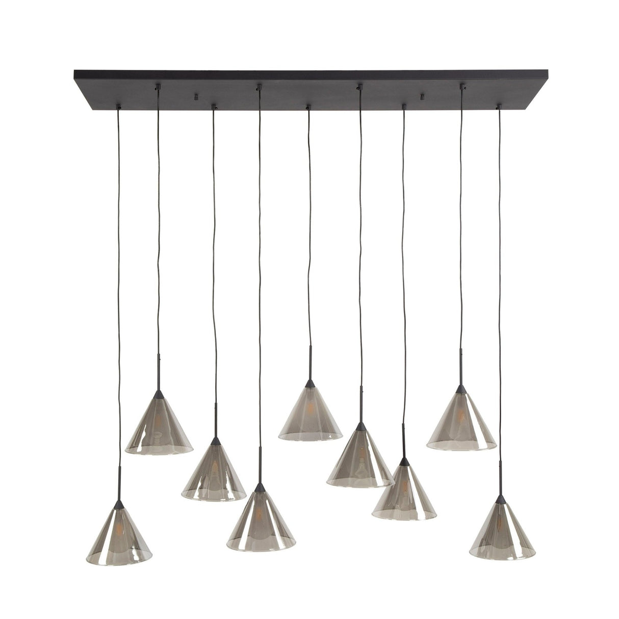 Hanglamp Niaz 7-lichts tapse kap smoke grey glas