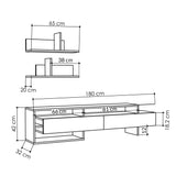 TV Meubel Set Gara Mokka Melamine 180x42x32 cm